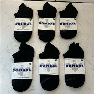 Bombas Black & Grey Ankle Socks (6 Pair) Medium NWT!